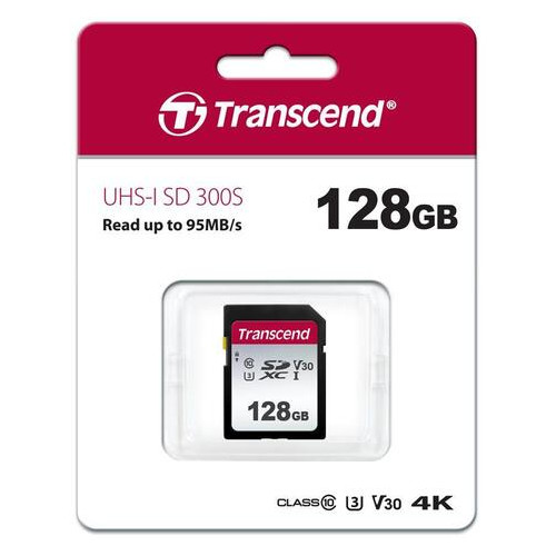 Карта пам'яті Transcend 128GB SDXC C10 UHS-I R95/W45MB/s (JN63TS128GSDC300S) фото №2