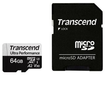 Картка пам'яті Transcend microSDXC 340S 64GB UHS-I U3 A2 ad (TS64GUSD340S) фото №1