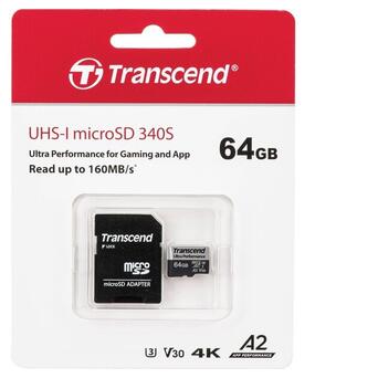 Картка пам'яті Transcend microSDXC 340S 64GB UHS-I U3 A2 ad (TS64GUSD340S) фото №3