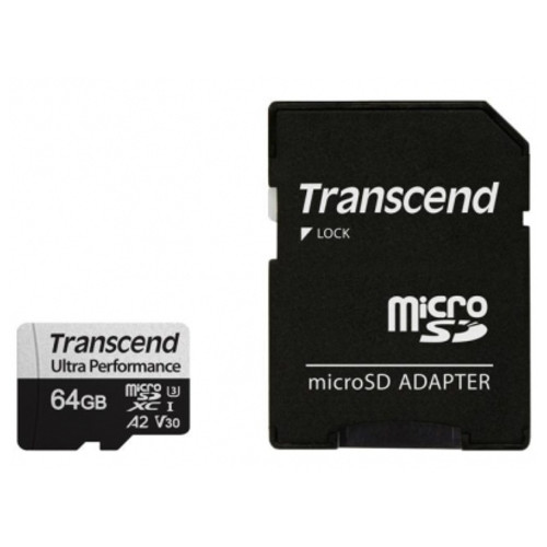 Карта пам'яті Transcend 64GB microSDXC class 10 UHS-I U3 A2 (TS64GUSD340S) фото №1