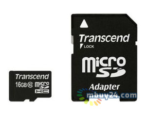Карта пам'яті Transcend 16GB microSDHC Class 10 (adapter SD) (TS16GUSDHC10) фото №1
