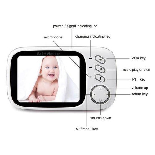 Видеоняня Baby Monitor VB603 с обратной связью, беспроводная, HD720P, 3.2 дисплей, датчик температуры фото №3