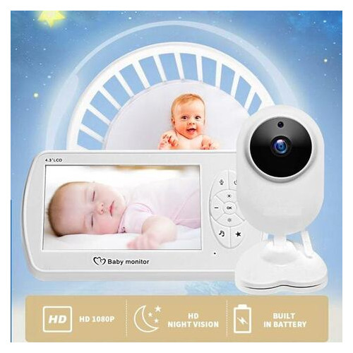 Видеоняня Baby Monitor беспроводная монитор 4.3 дюйма Inqmega BM43 + датчик температуры фото №2