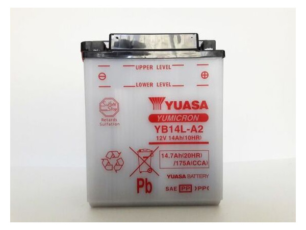 Мото акумулятор YUASA YB14L-A2 14 Аh, 175 А, (-/ ), 134х89х166 мм фото №1