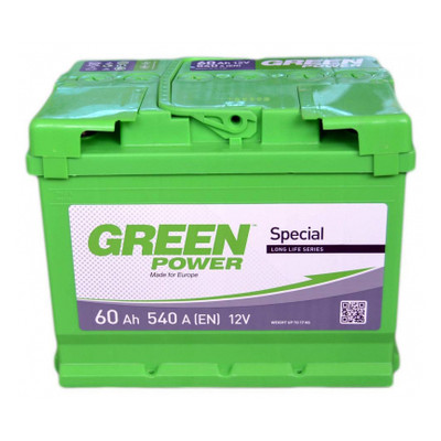 Акумулятор автомобільний GreenPower 60А (/-) (000022359) фото №1