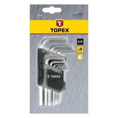 Набір інструментів Topex шестигранні ключі HEX 1.5-10 мм, 9 шт. (35D955) фото №2