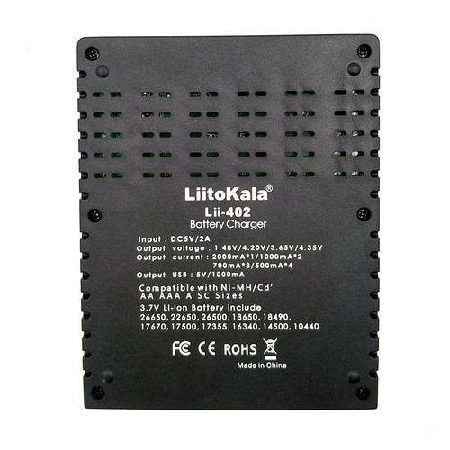 Універсальний зарядний пристрій Liitokala Lii-402 Ni-Mh/Li-ion/Li-Fe/LiFePO4 USB Powerbank LED Box фото №3