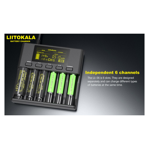 Універсальний зарядний пристрій Liitokala Lii-S6 6 каналів Ni-Mh/Li-ion/LiFePo4 USB LCD Box фото №10