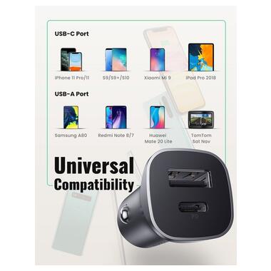 Автомобільний зарядний пристрій UGREEN CD130 20W USB Type-C PD Car Charger (сірий) фото №4