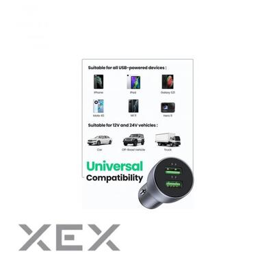 Автомобільний зарядний пристрій UGREEN CD213 36W 2xUSB QC 3.0 3A Car Charger (Темно-синій) фото №4
