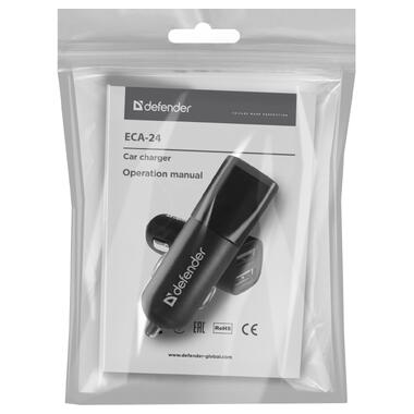 Зарядний пристрій 2xUSB 12W 2.1A ECA-24 чорний Defender (83824) фото №3