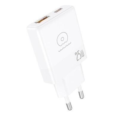 Зарядное устройство WUW-C217 PD 25W USB A + Type-C white (C217) фото №1