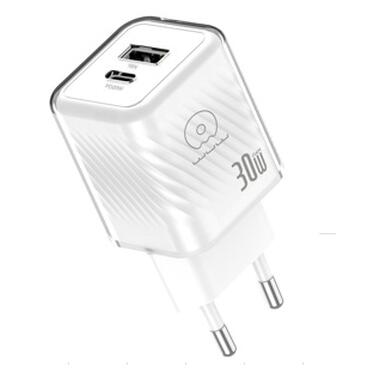 Зарядное устройство WUW-C228 30W Gan Charger USB C + USB A белый (C228) фото №1