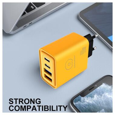 Зарядное устройство WUW-C212 48W Charger 2 USB C +  2 USB C желтый (C212) фото №7
