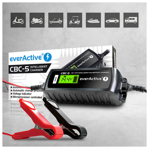 Зарядний пристрій автомобільних акумуляторів everActive CBC-5, 6V/12V, 3.8A, LCD, компакт, автомат фото №9
