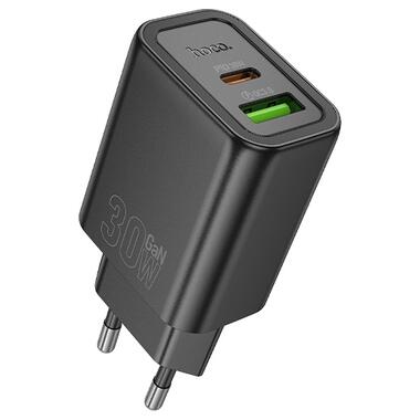 Сетевое зарядное устройство HOCO N63 Gentle PD30W+QC3.0 charger (EU) Black (6942007644358) фото №1