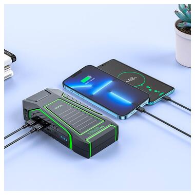 Пускозарядний пристрій (бустер) для авто HOCO QS1 Spring Car emergency start-up power bank 600A (10000mAh) чорний фото №7