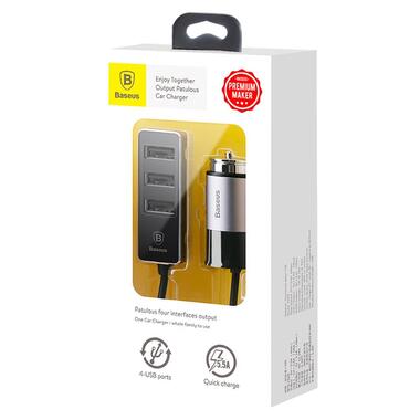 Автомобільний зарядний пристрій Baseus CCTON-01 Enjoy Together Four Interfaces 5.5A 4 USB чорний фото №2