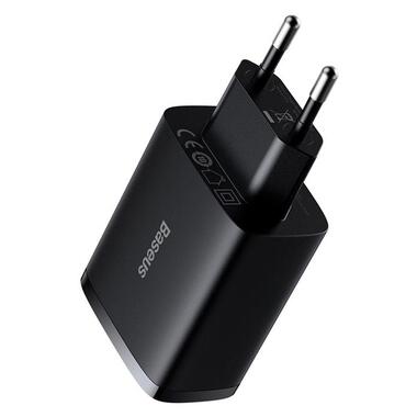 Адаптер сетевой Baseus Compact Charger 3U 17W EU |3USB QC 3.4A| (CCXJ020102) черный фото №5