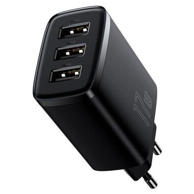 Адаптер сетевой Baseus Compact Charger 3U 17W EU |3USB QC 3.4A| (CCXJ020102) черный фото №14
