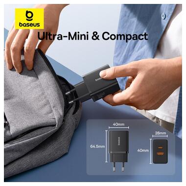 Адаптер сетевой Baseus Cube Fast Charger |1USB/1Type-C 30W/3A PD/QC| Black фото №15