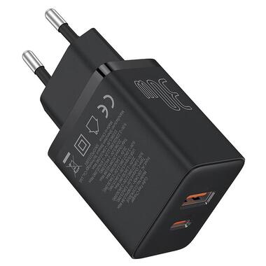 Адаптер сетевой Baseus Cube Fast Charger |1USB/1Type-C 30W/3A PD/QC| Black фото №4