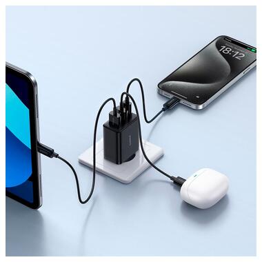 Адаптер сетевой Baseus Cube Fast Charger |2USB/1Type-C 30W/3A PD/QC| Black фото №11