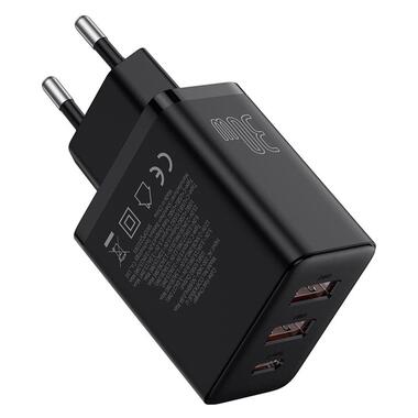 Адаптер сетевой Baseus Cube Fast Charger |2USB/1Type-C 30W/3A PD/QC| Black фото №2