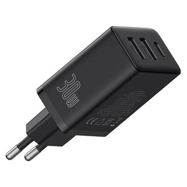 Адаптер сетевой Baseus Cube Fast Charger |2USB/1Type-C 30W/3A PD/QC| Black фото №6