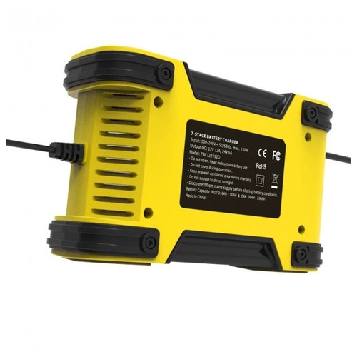 Зарядний пристрій Foxsur 12V (24V) потужністю 12 Ah (6Ah) для акумуляторів різних видів 6-200Ah Жовтий фото №4