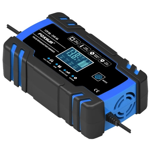 Зарядний пристрій Foxsur 12V (24V) потужністю 8 Ah (4Ah) для акумуляторів різних видів 6-150Ah Синій фото №2