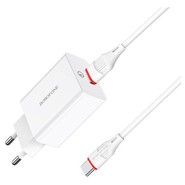 Сет зарядного устройства BOROFONE BA21A Long journey single port QC3.0 зарядка(Type-C) 18W Белый (6931474702487) фото №3