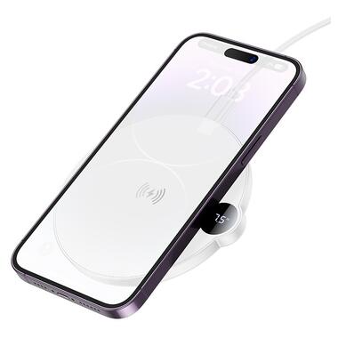 Беспроводное зарядное устройство BOROFONE BQ39 Cypress desktop wireless fast charger with digital display White (6941991120558) фото №3