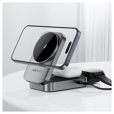 Беспроводное зарядное устройство ACEFAST E22 Desktop 3-in-1 Wireless Charging holder Metal Gray (6974316284079) фото №6