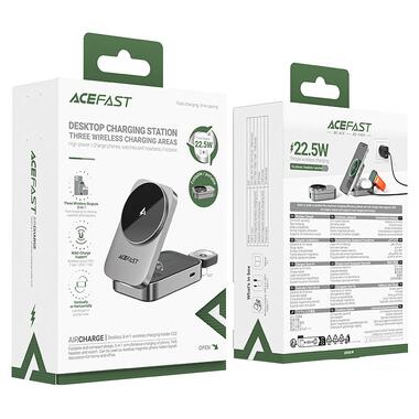 Беспроводное зарядное устройство ACEFAST E22 Desktop 3-in-1 Wireless Charging holder Metal Gray (6974316284079) фото №2