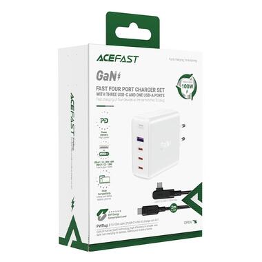 Сетевое зарядное устройство ACEFAST A37 GaN charger set(cable C to C) White (6974316281672) фото №4