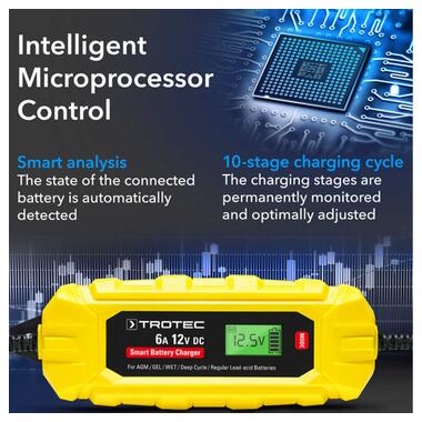 Зарядное устройство для автомобильного аккумулятора Trotec PBCS 6A 12V 4-150Ah 4675000010 фото №34