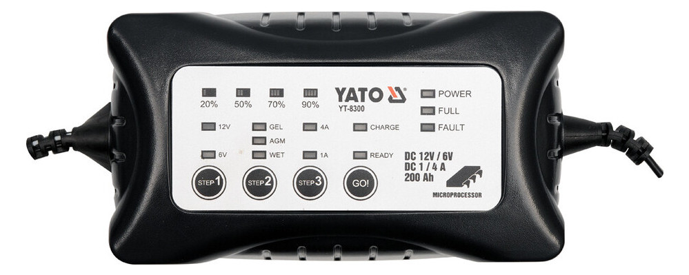 Зарядний пристрій Yato 6/12В 1-4А 200Ач (YT-8300) фото №1