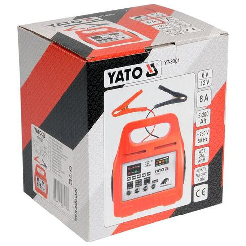 Зарядний пристрій Yato 6/12В 8А 5-200Ач (YT-8301) фото №3