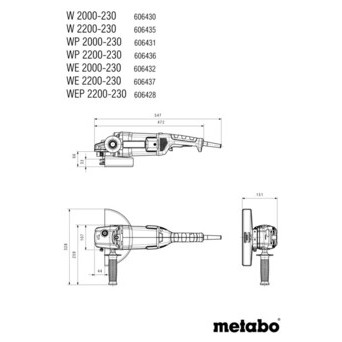 Кутова шліфувальна машина Metabo W 2200-230 (600335000) фото №5