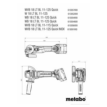 Акумуляторна кутова шліфувальна машина безщіткова Metabo WVB 18 LT BL 11-125 Quick фото №2