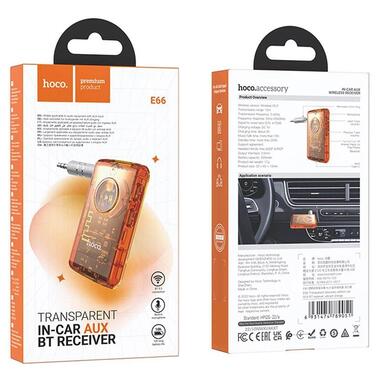 Bluetooth аудіо ресивер Hoco E66 Transparent discovery edition Vibrant orange фото №2