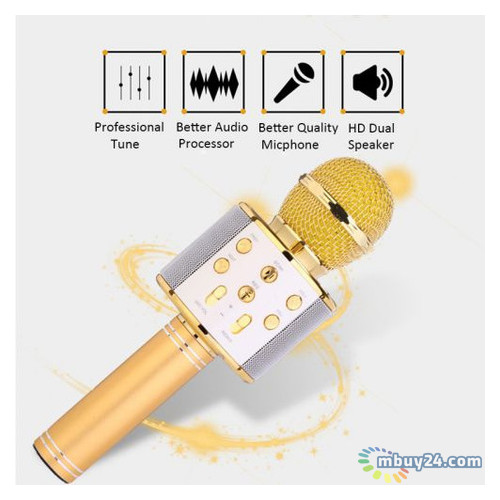 Микрофон караоке bluetooth Wanster WS-858 Karaoke Gold фото №4
