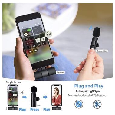 Бездротовий мікрофон петличний К8 для iPhone (айфон) та Android (Lightning та Type-C) Петлічка для блогерів   фото №7