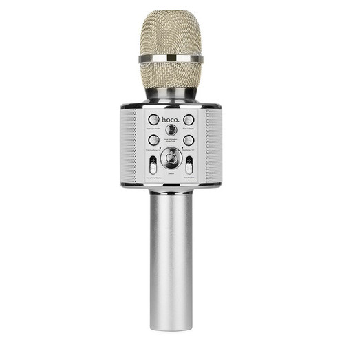 Караоке мікрофон-колонка Hoco BK3 Cool Silver фото №1