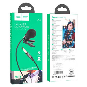 Мікрофон петличний Hoco L14 3.5mm Чорний фото №29
