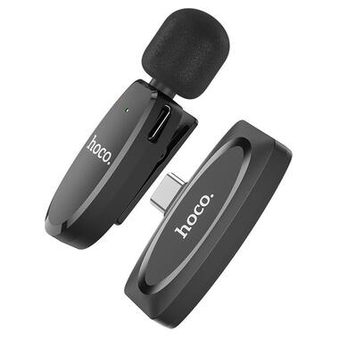 Петличний бездротовий мікрофон Hoco L15 Crystal Type-C Black фото №5
