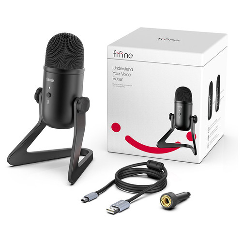Студійний конденсаторний мікрофон Fifine K678 для подкастів та стрімінгу Black фото №3