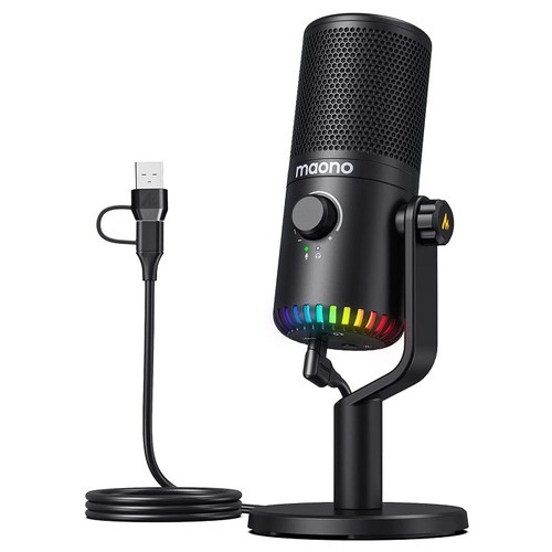 Конденсаторний мікрофон Maono DM30 c RGB-підсвічуванням Black фото №1