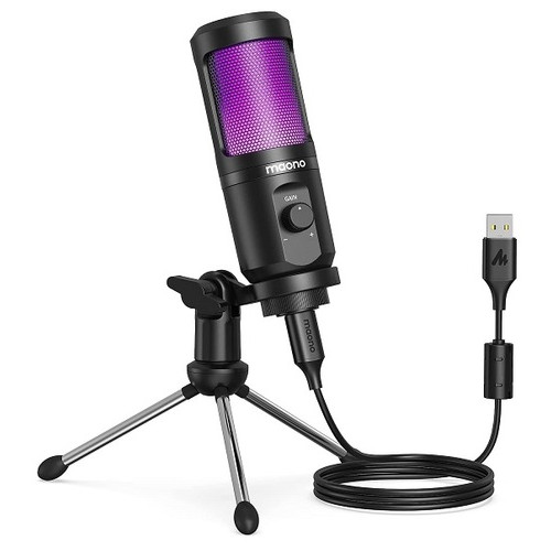 Студійний конденсаторний USB мікрофон Maono РМ461TR RGB з підсвічуванням Чорний фото №1